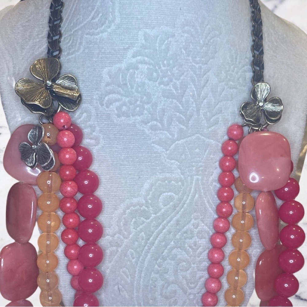 Fossil Statement Stone Layered Statement Necklace… - image 3